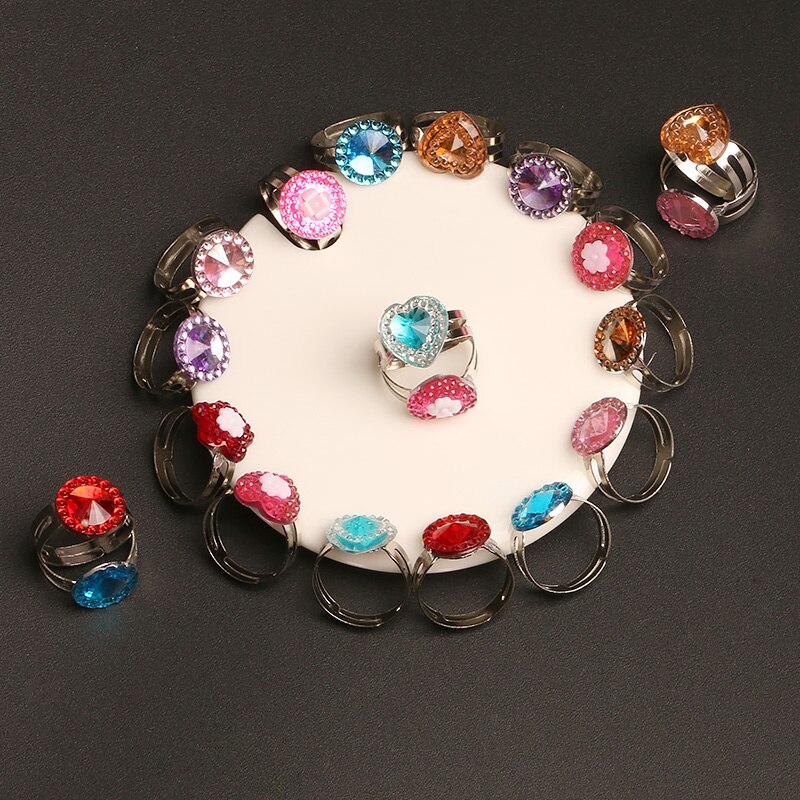 10 unids/lote amor niños lindo dulce de anillos flor Animal accesorios de joyería de niño niña anillos de dedo: E-10Pcs