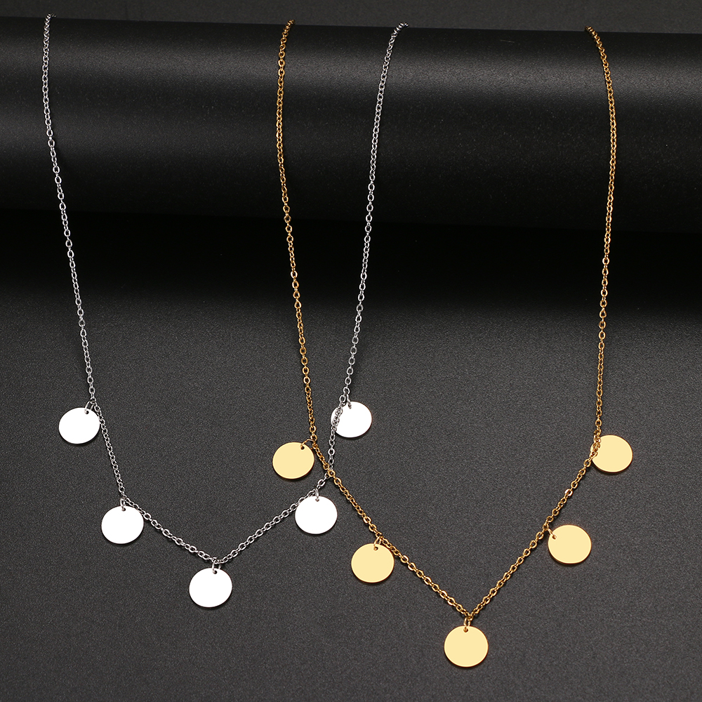 2022 new stainless steel round circle necklaces geometric style simple fashionable women's necklace jewelry