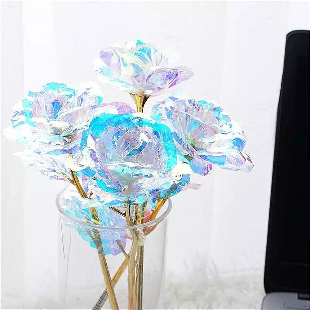 1Pc Valentine's Day 24K Aluminum Foil Rose Gold Rose Lasting Eternal Love Wedding Decoration Lover Lighting Rose
