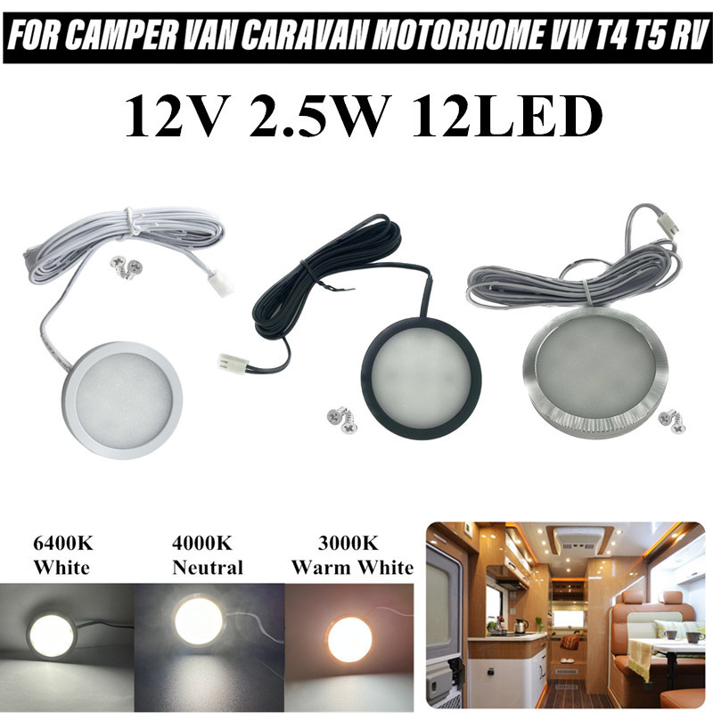 Plafonnier LED 12V, 1/2 Pièces, pour Camping-Car, Bateau, Remorque, Luminaire d'Nik, Idéal pour la Lecture