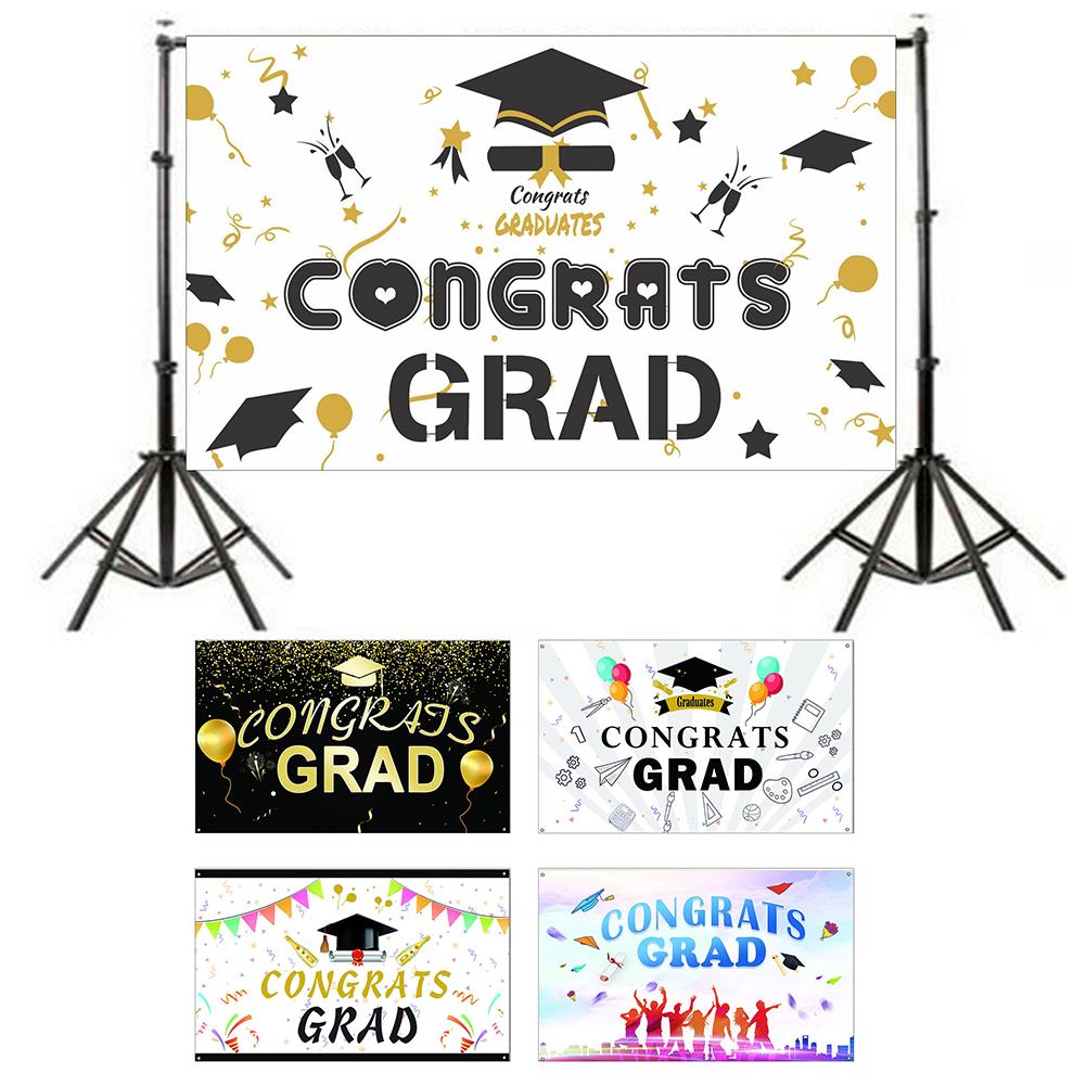 Graduation Backdrop Class of Congrats Grad Caps Background Party Decoration
