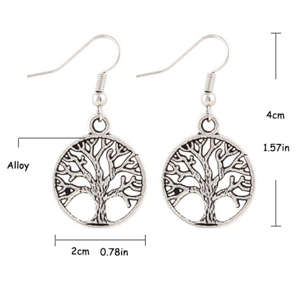Boucles d'oreilles arbre de vie en acier inoxydable pour femmes, grand bijou creux de couleur argent,