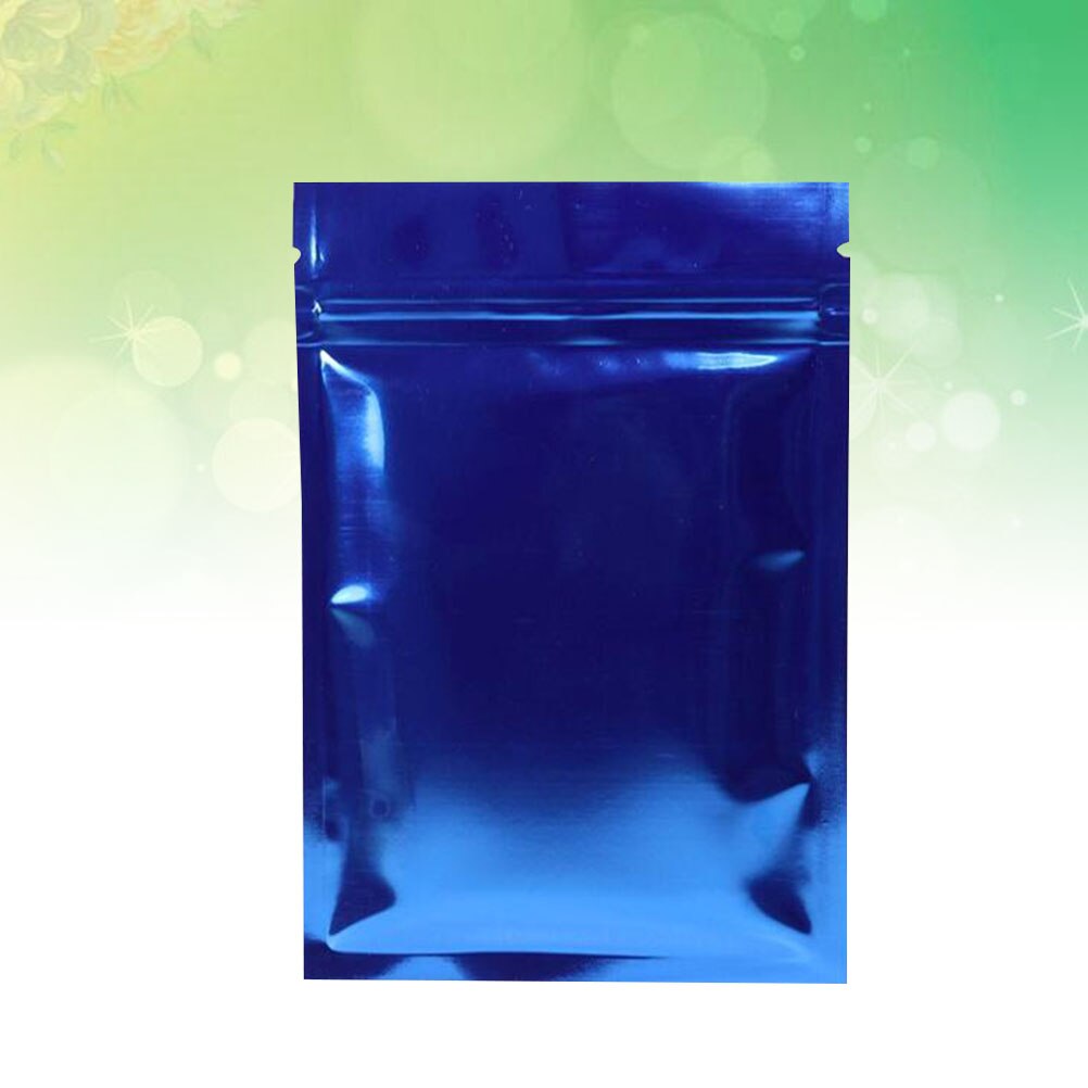 100PCS Aluminum Foil Reusable Food Storage Pouches Packaging Bags Bags for Cookies Snacks Coffee: Blue9X13cm