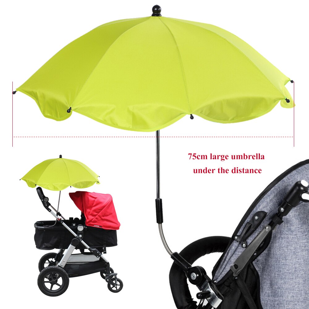 Detachable Stroller Umbrella 360 Degree Adjustable Baby Pram Pushchair Cover 75cm Diameter UV Sun Shade Parasol With Clamp