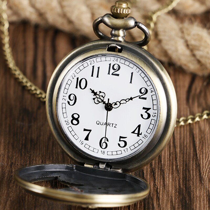 Cool Howling Wolf Hound Dog Bronze Copper Retro Women Men Quartz Pocket Watch Pendant Necklace Chain Relogio De Bolso