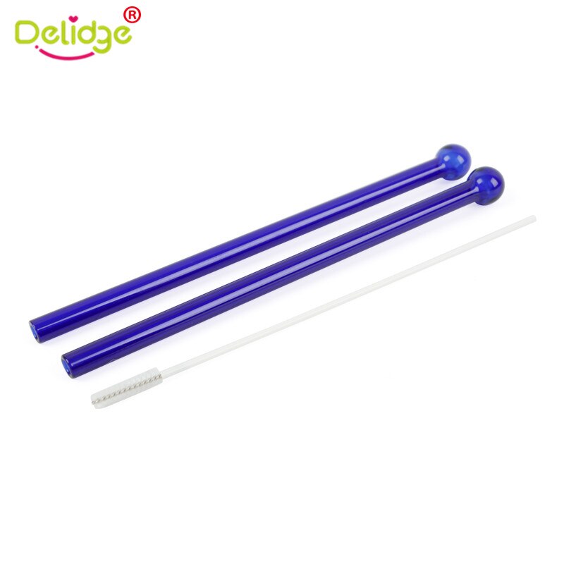 Tubo de cristal para beber hecho a mano, paja de colores con cepillo de limpieza del hogar, pajitas de vidrio reutilizables para fiestas, herramientas de Bar, 3 uds.: B2131SS