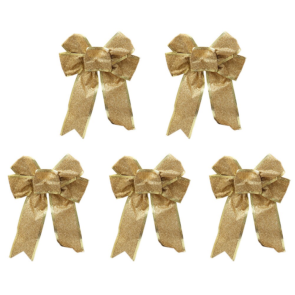 5 stk stor krans hengende hjemme fest bar pvc festival dekorasjon ornament år juletre sløyfe: Gull
