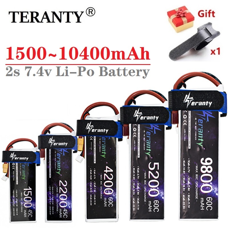 2S Lipo Battery 7.4v 1500mah 1800mah 2200mah 3300mah 4200mah 5200mah 6500mah 7200mah 10400mah JST/XT60/T RC Parts 7.4v Battery