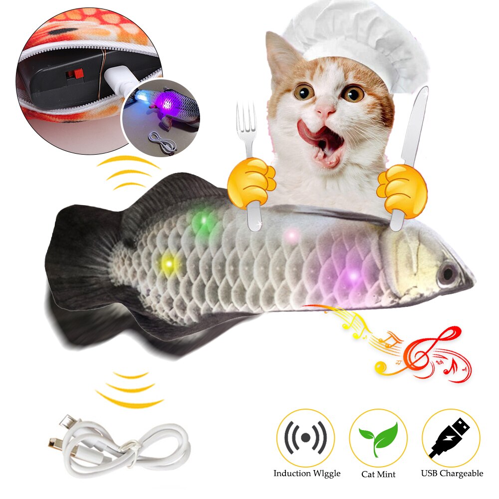 Pet Soft Electronic Fish Shape Cat Toy Electric USB Charging Simulation Fish Toys Funny Cat Chewing Playing Supplies Dropshiping: 14