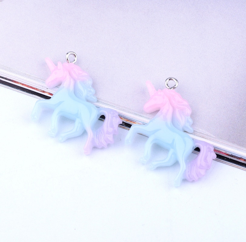 10pcs Dreamlike Unicorn Resin Charms For Earring Necklace Pendants Connector Findings Korean Cute Keychain Key Diy Accessory