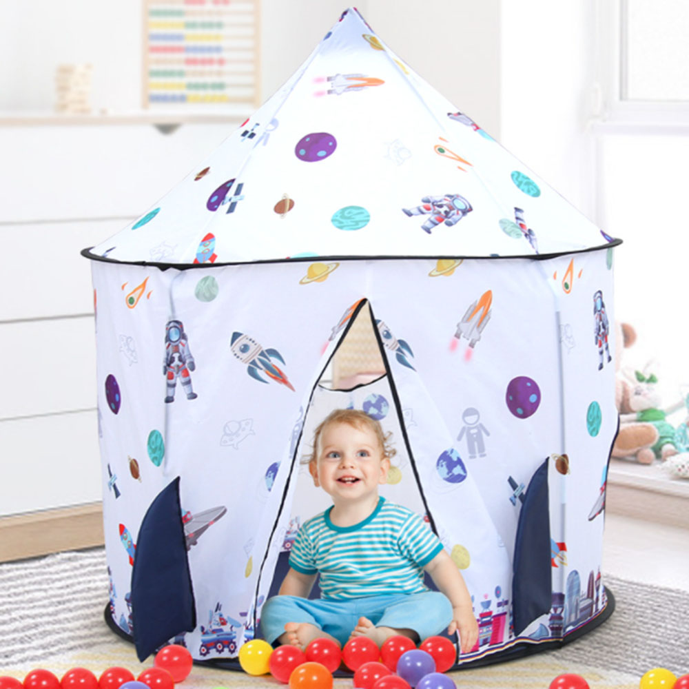 Space Tent Space Themed Pretend Play Tent Space Play HouseSpaceship Tent For Kids Foldable Pop Up Rocket Play Tent