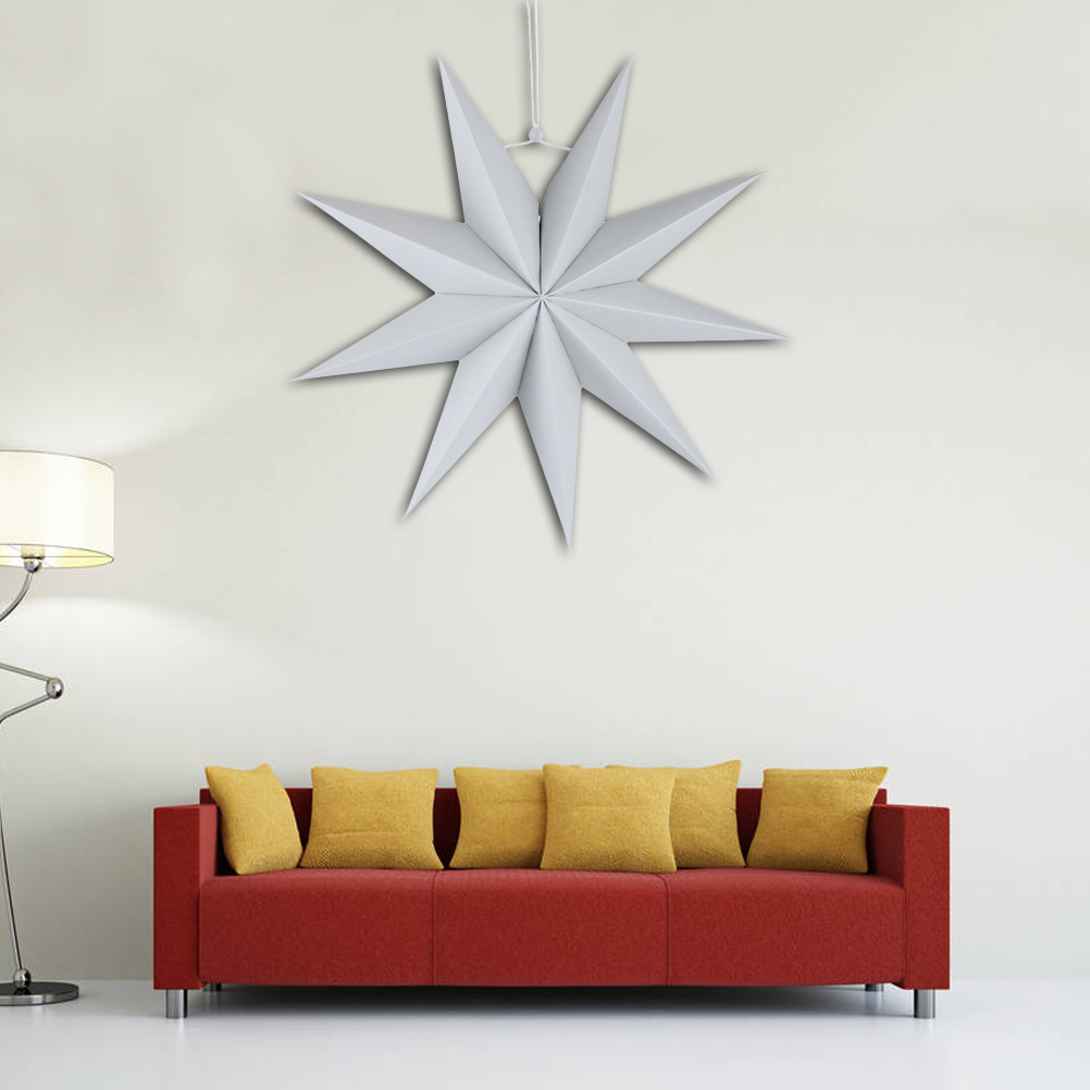 Lanterne étoile faite à la main, lampe en papier, respectueux de l'environnement, accessoire de lampe, 30cm (gris)