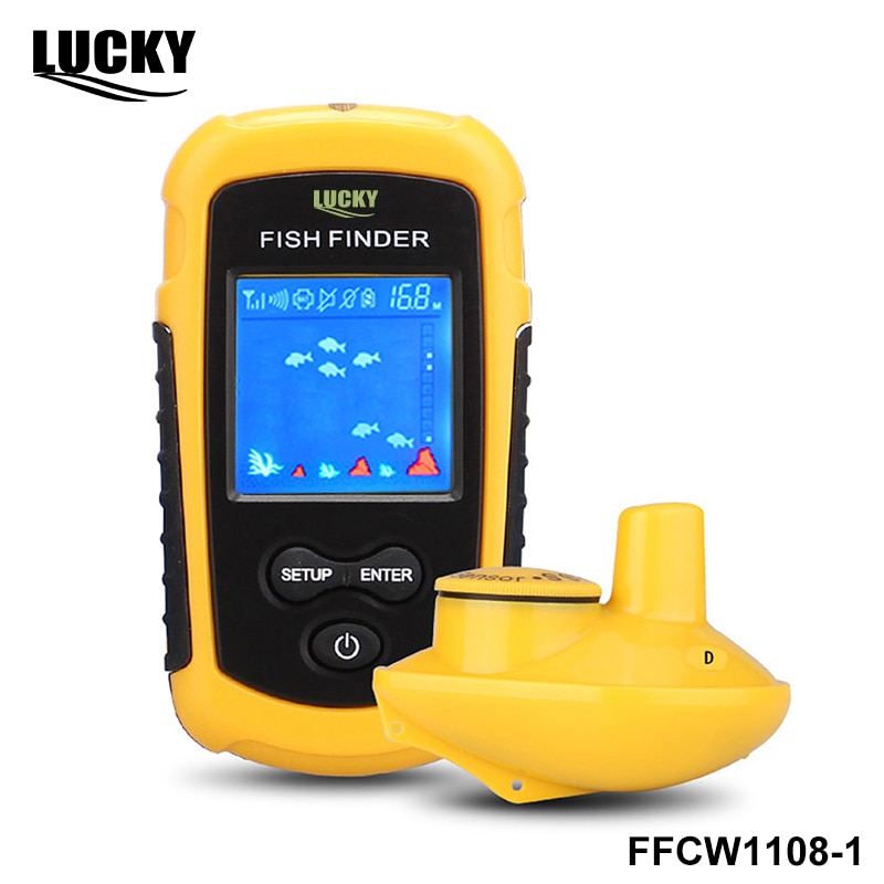 LUCKY FFCW1108-1 Sonar Fish Finder Wireless 120m Wireless Fishing Finder Alarm 40M/130FT Deeper Fishfinder for Shore Fishing