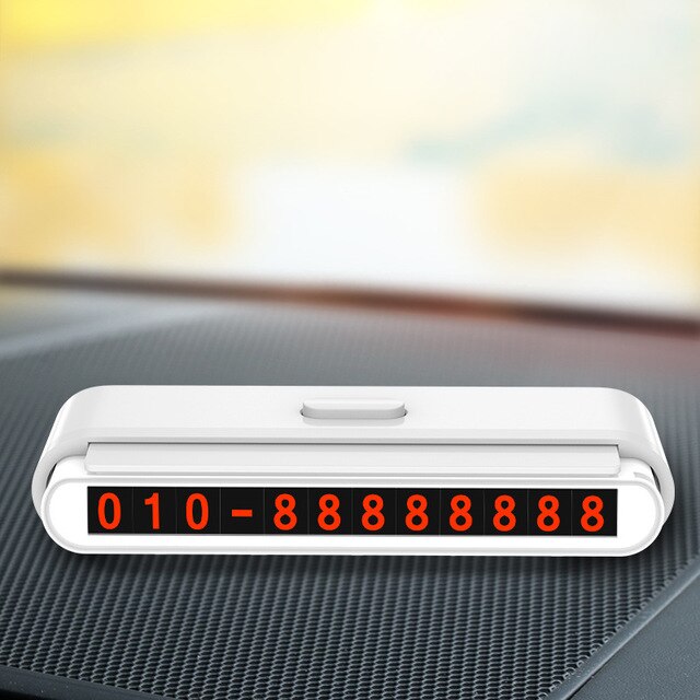 Bil lysende midlertidigt parkeringskort automotive skjult digital telefon nummerplade klistermærker natlys parkeringsplads stop tilbehør: Hvidt orange nummer
