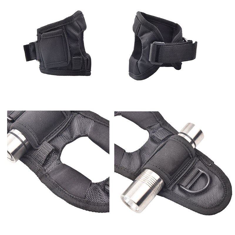 Underwater Scuba Diving Dive LED Torch Flashlight Holder Soft Black Neoprene Hand Arm Mount Wrist Strap Glove Hand