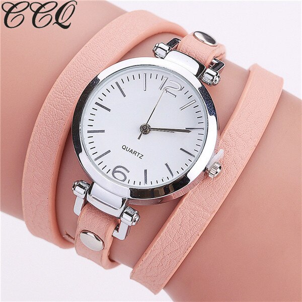 CCQ Brand Luxury Leather Bracelet Watch Ladies Quartz Watch Casual Women Wristwatches Relogio Feminino: pink