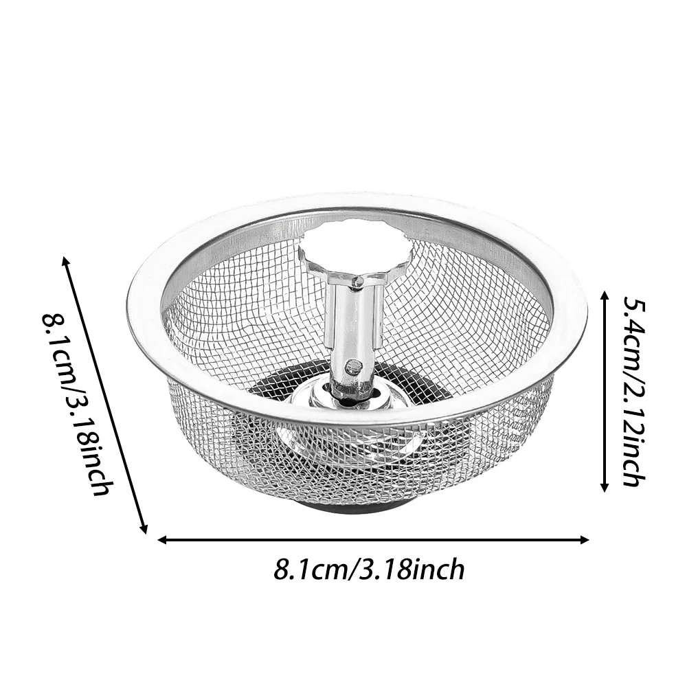 Kitchen Sink Sewer Strainer Basin Drain Stopper Stainless Steel Mesh Filter Waste Hole with Handle Stopper Basket Screen Hole: Chrome