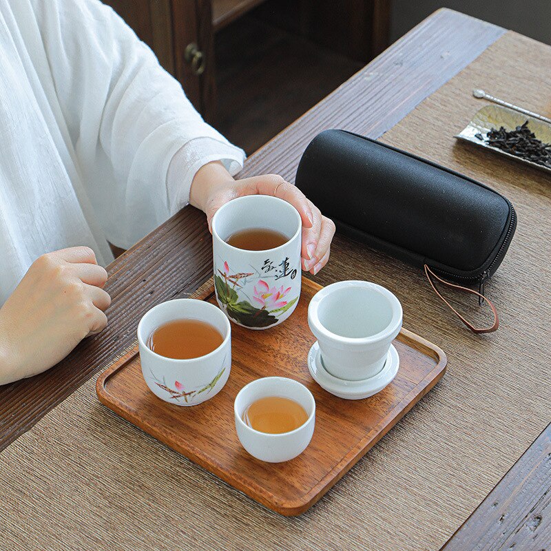 Japanese tea set ceramic tea set tea pot set Portable one pot two cup teapot teacup Ceramic travel tea set kung fu tea set