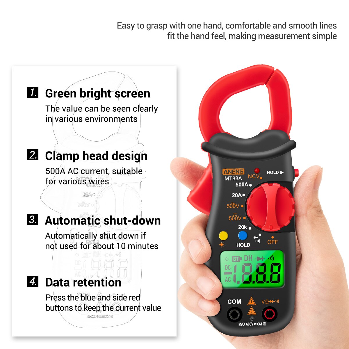 Multimeter LCD Digital Universal Meter Auto Range Handheld DC/AC Voltage Voltmeter Current Ammeter Frequency Capacitance Tester