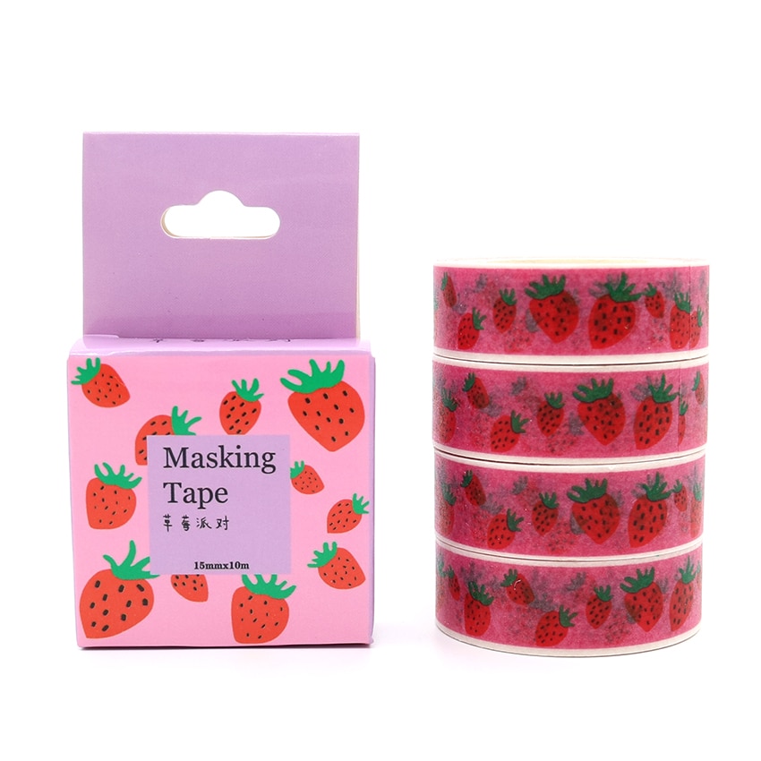 Box Pakket Verse Aardbeien Washi Tape Masking Tape Decoratieve Scrapbooking Office Adhesive Diy Sticker Label Tape 10M * 15mm