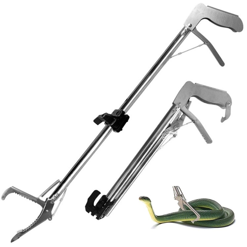 Pinces à serpent robustes, attrapeur de reptiles, en acier inoxydable, mâchoire large avec verrouillage automatique, dents émoussées, pliable S/M/L