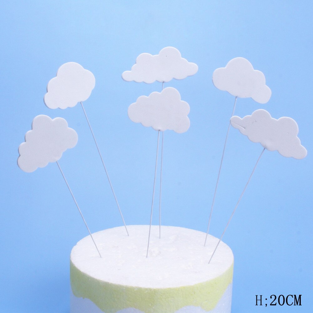 Sckday Cloud Cake Topper Gelukkig Verjaardagstaart Vlag Bruiloft Dessert Tafel Cake Topper Decoratie Baby Shower Taart Decoratie 6Pack