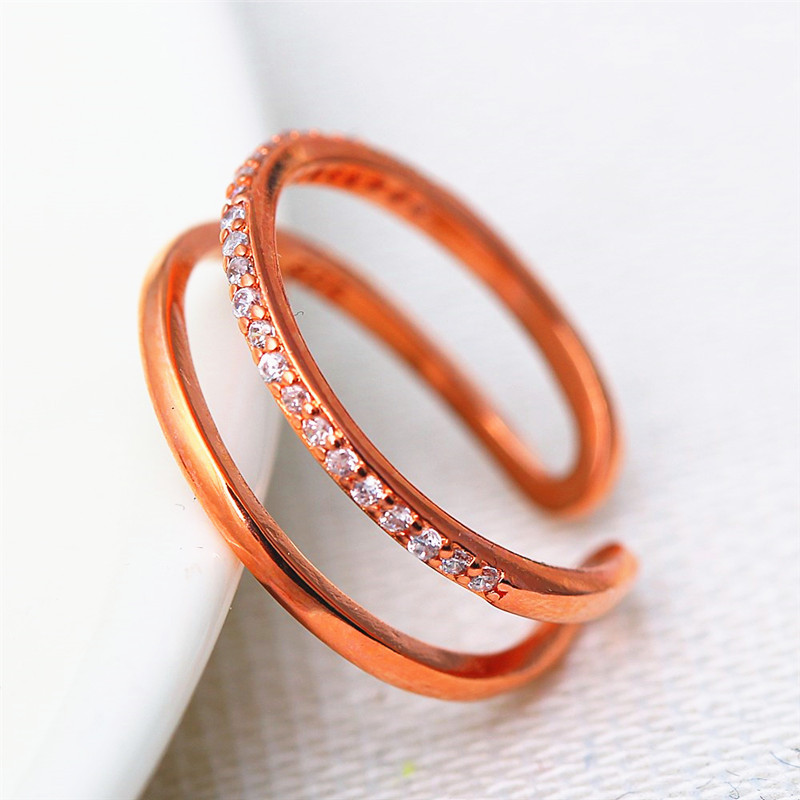 Wedding Rings Fire Double-layer Zircon Adjustable Charm Ladies Ring Engagement Christmas For Woman Female Jewelry