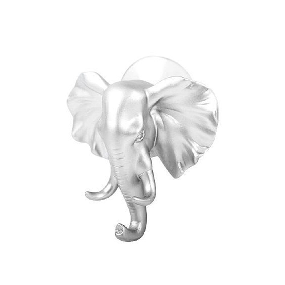 Muur Deur Haak Mooie Olifant Hoofd Zelfklevende Hanger Bag Keys Sticky Holder Voor Jassen Hoeden Handdoeken Opknoping Organisator Decor q3: Silver