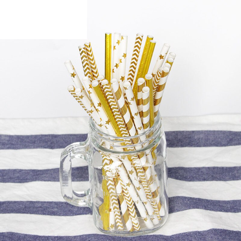 50 stuks papieren rietjes met stempelstreeppapier drinkrietjes voor verjaardagen, bruiloften, kerstfeestjes 2019 stuks