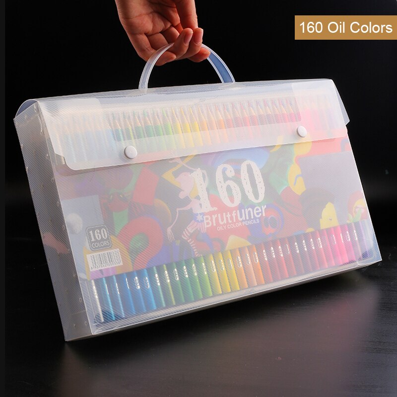 Lápices de colores al óleo profesionales, 48/72/120/160/180 colores, lápiz de acuarela suave de madera para la escuela, pintura, dibujo, suministros de arte: Oil 160 Colors