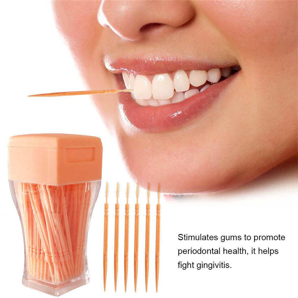 200 Stuks Tandenstoker Borstel Plastic Double-Ended Tandenstokers Tanden Schoonmaken Tool Oral Care Tooth Sticks