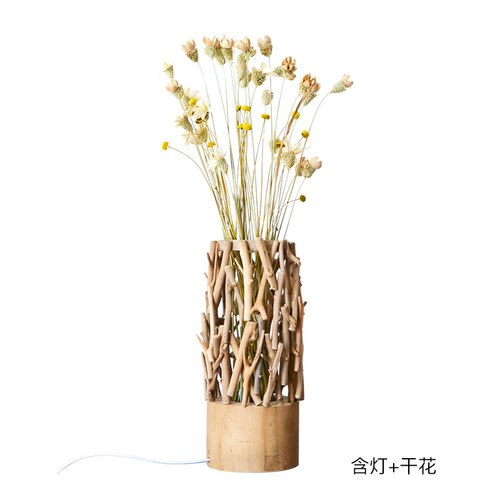 Wooden Flower Arrangement Table Lamp Nordic Style Home Decoration Bedroom Living Room Flower Arrangement LED Table Lamp: Lights and flowers