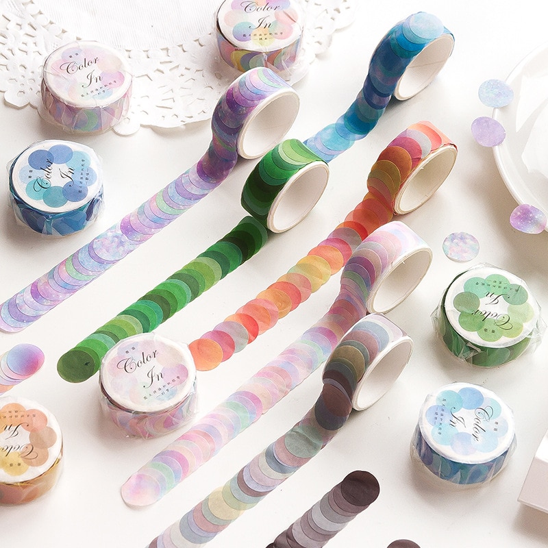 100 st/rulle godis färgglada prickar washitejp runda klistermärken prickklistermärken för gör-det-själv dekorativa dagboksplanerare scrapbooking foto ablum