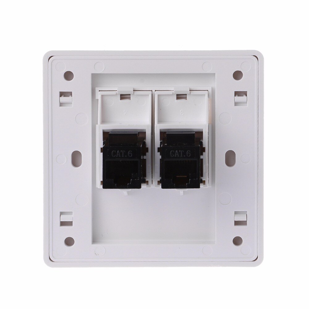 1 Set 2 Poorten CAT5 RJ45 Netwerk Muur Plaat Met Vrouwelijk Naar Vrouwelijke Connector