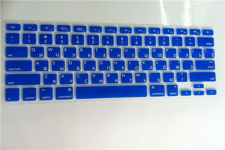 Dla Macbook Air pro 13 15 A1466 A1502 A1369 A1398 A1286 A1278 rosyjski list klawiatura silikonowa pokrywa pokrowiec ochronny ze skóry: dark blue