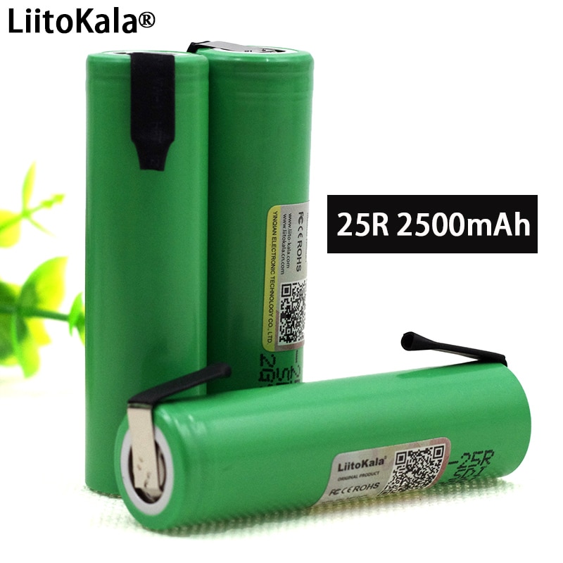 Liitokala Original 18650 2500mAh battery INR1865025R 3.6V discharge 20A dedicated Power battery + DIY Nickel sheet