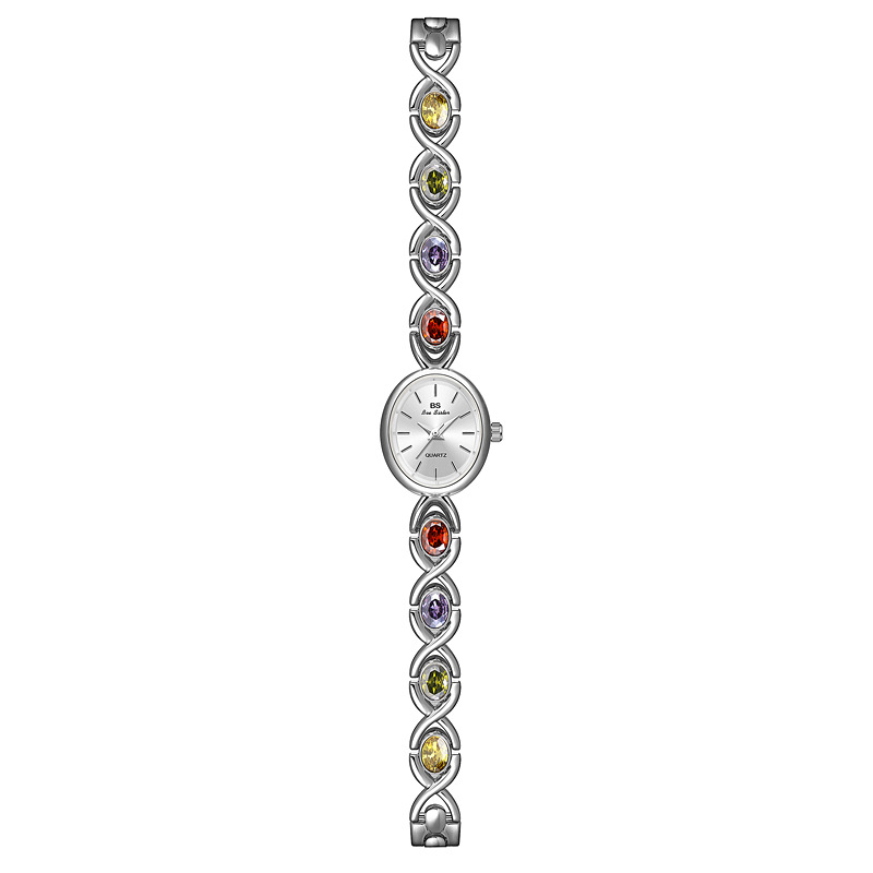 UTHAI Uhr Für Frauen Licht Luxus retro Oval Regenbogen Armbinde uhren Wasserdichte Damen Quarzuhr Armbanduhren: Mehrfarben