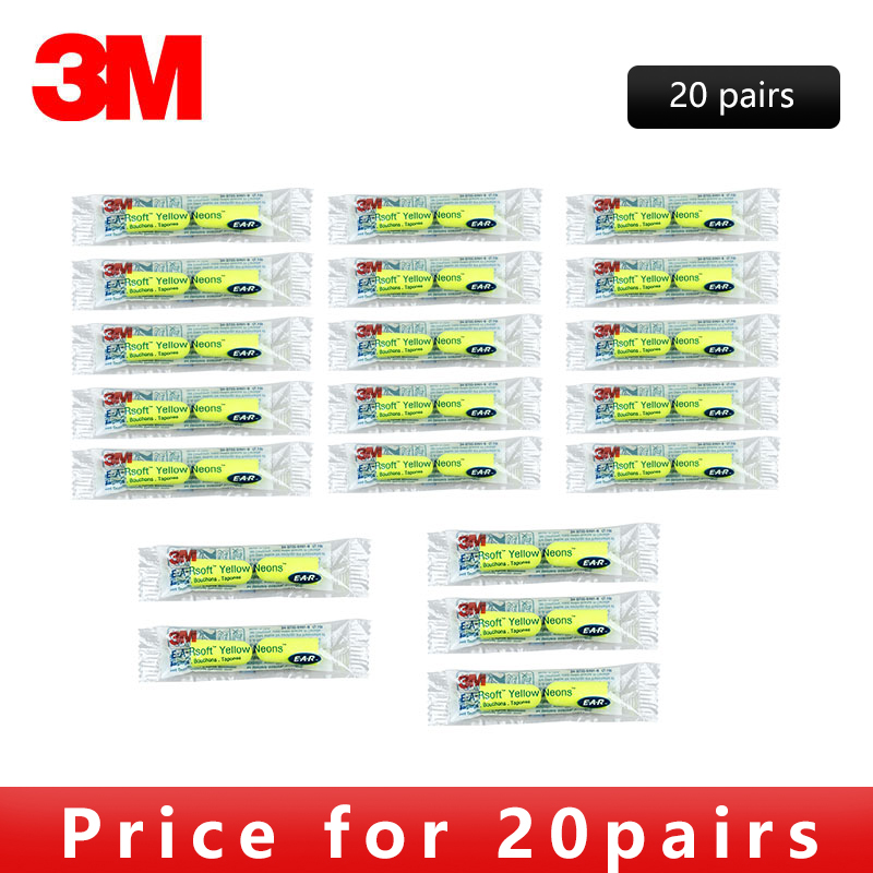 3m kule ørepropper ea-rsoft gul neon 312-1250 elastiske støyreduksjon trådløs nrr :33db/ snr :36db lt086: 20 stk