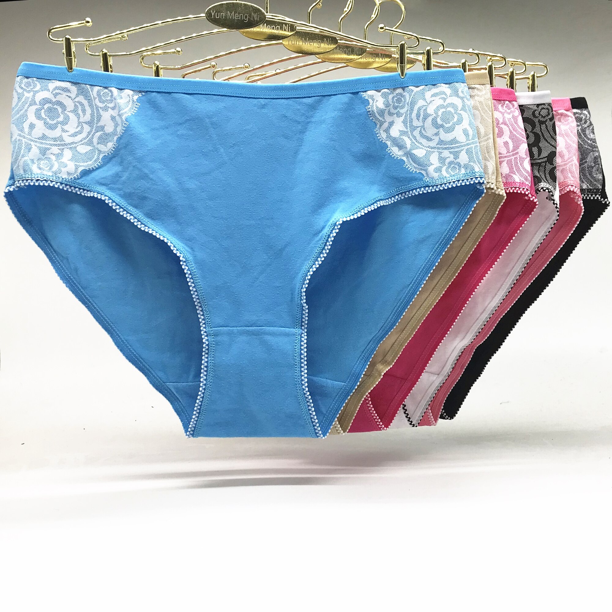 1-6 stuks/partij europese dameskleding hoge taille effen kleur dames plus maat 2xl 3xl 4xl katoenen slips slips 89257