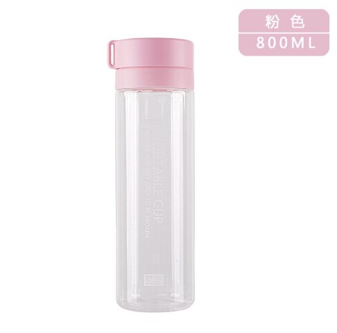 600 800 ML BPA GRATIS Toepasselijk Sport Water fles Met Touw Voor Wandelen Klimmen Tour PC Leuke Draagbare Snoep Kleur geen Lek Drinken: 800ML / Pink
