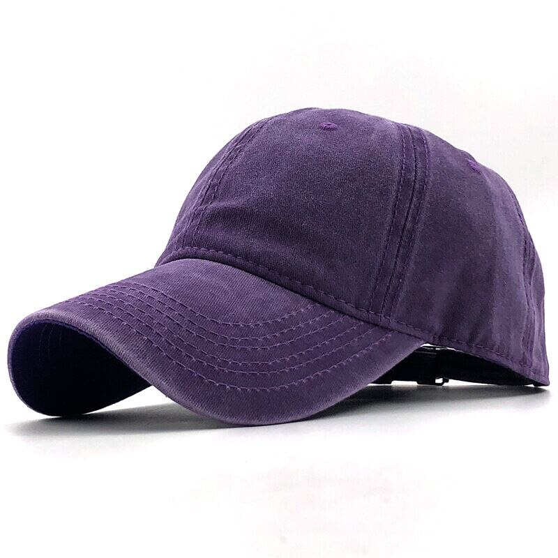 Simple Washed Cotton Adjustable Solid color Baseball Cap Unisex couple cap Leisure dad Hat fishing Snapback cap 17 Color: purple