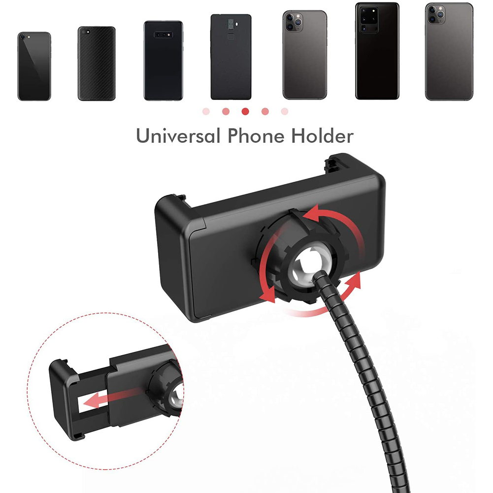 Led-ringlamp voor fotografie met 3 dimbare standen, inclusief statief en telefoonhouder voor tiktok-video's, live make-up en invullampen.