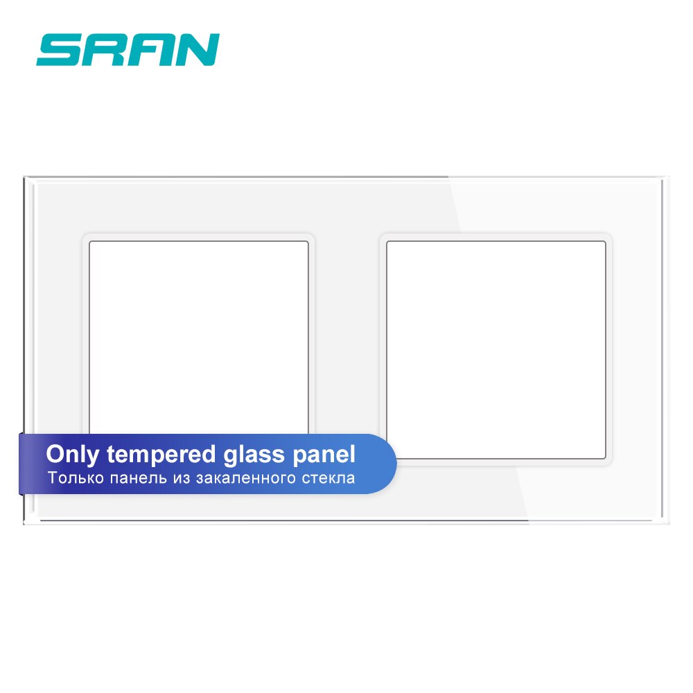 SRAN Blank panel without Installing iron plate 153mm*82mm white crystal glass switch socket panel for F series
