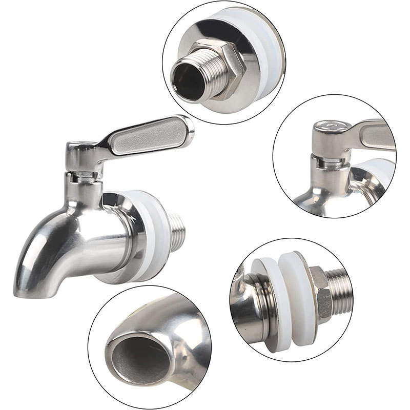 Zapfen-Wasserhahn aus Edelstahl 304, Wasserhahn für Bier, Saft, Getränke, Getränke, Weinfass, Spenderhahn, 16 mm, 12 mm
