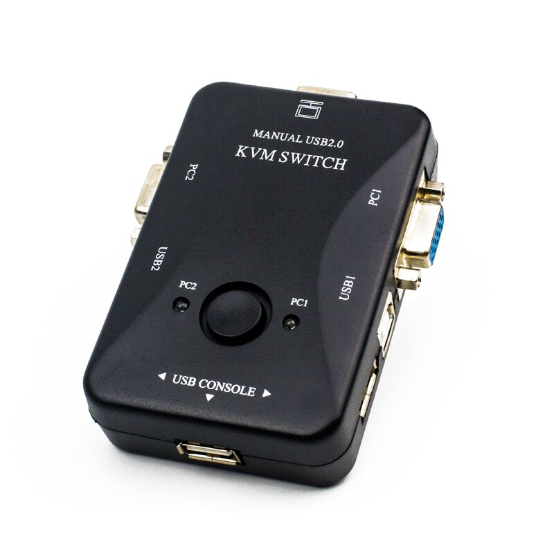 2 Ports KVM Switch USB VGA Converter Two In One Out Multi-Computer Sharing Mouse Keyboard Host Video Display
