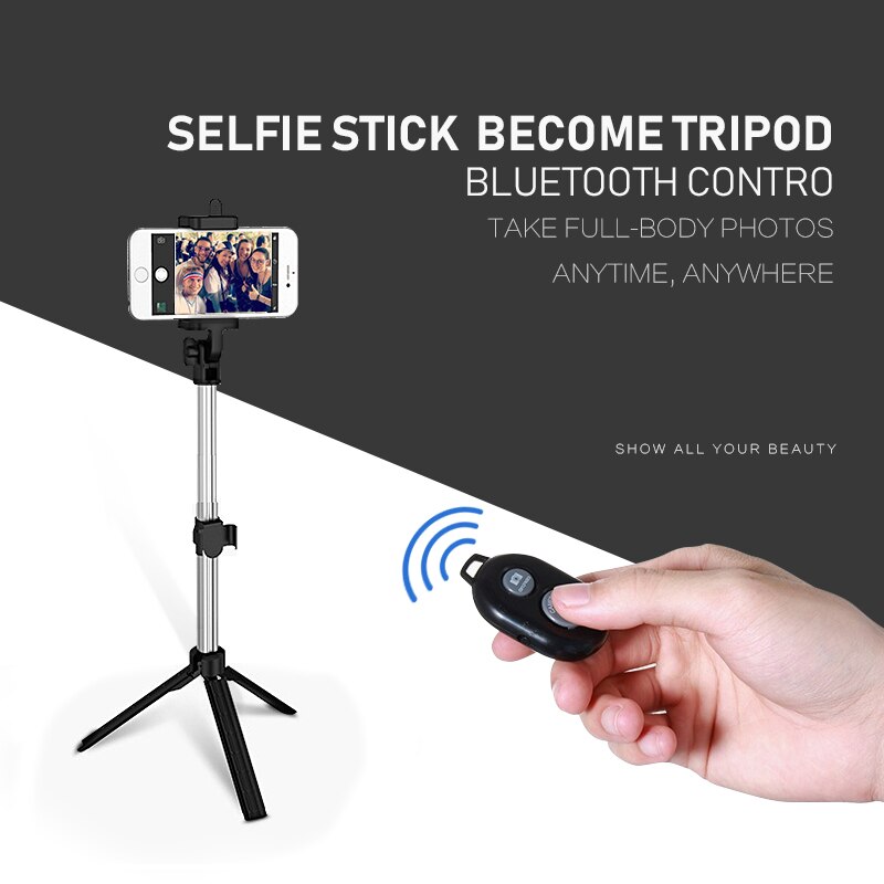 3 in 1 Wirleless Bluetooth Selfie Stock Mini Selfie Fernbedienung Versenkbare Handheld rotierend mit Stativ für Iphone/Android Smartphone