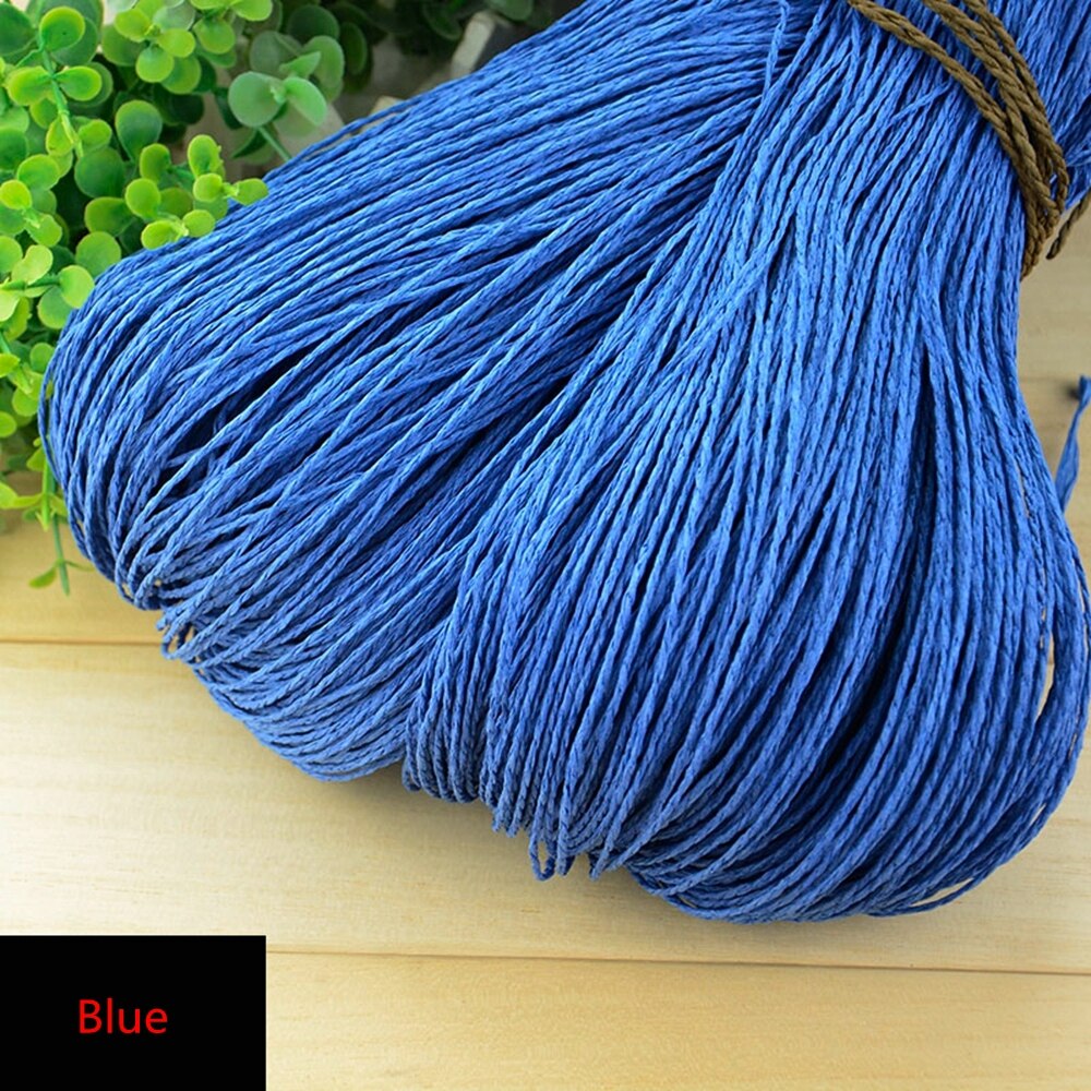 500G Raffia Stro Garen Handgemaakte Breien Hoed Haken Garen Handcrafts Materiaal: Blue