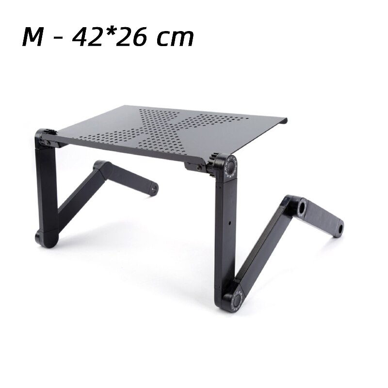 Aluminum Alloy Adjustable Laptop Table ,Portable Folding Computer Desk With Mouse Pad&Vented Fan: M-standard