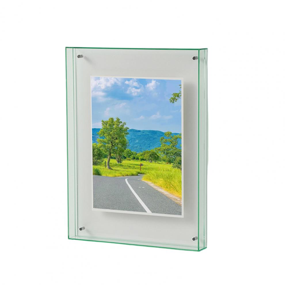 Floating Photo Frame Acrylic Picture Frame Neon Desk Wall Mounted Art Frame For Gallery Ins Style Home Office Room Decoration: army green