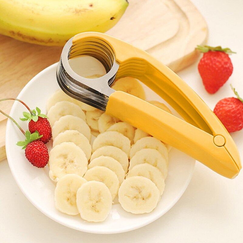 Banana Slicer Food Grade Stainless Steel Cucumber Hotdog Fruits Banana Vegetable Sausage Knife Cutter Multifunction Kitchen Tool